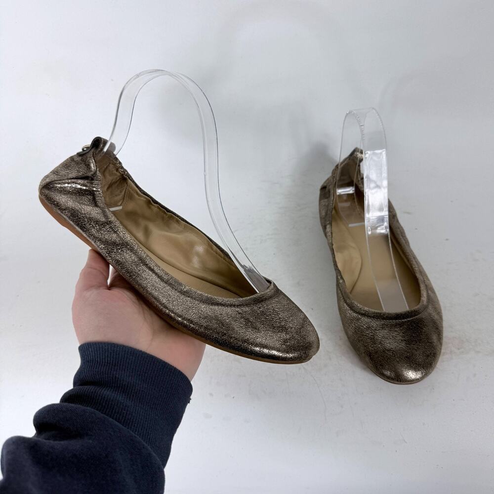 Coach Ballet Flats Women's 8 Bronze Leather Slip-On Round Toe Comfort Preppy